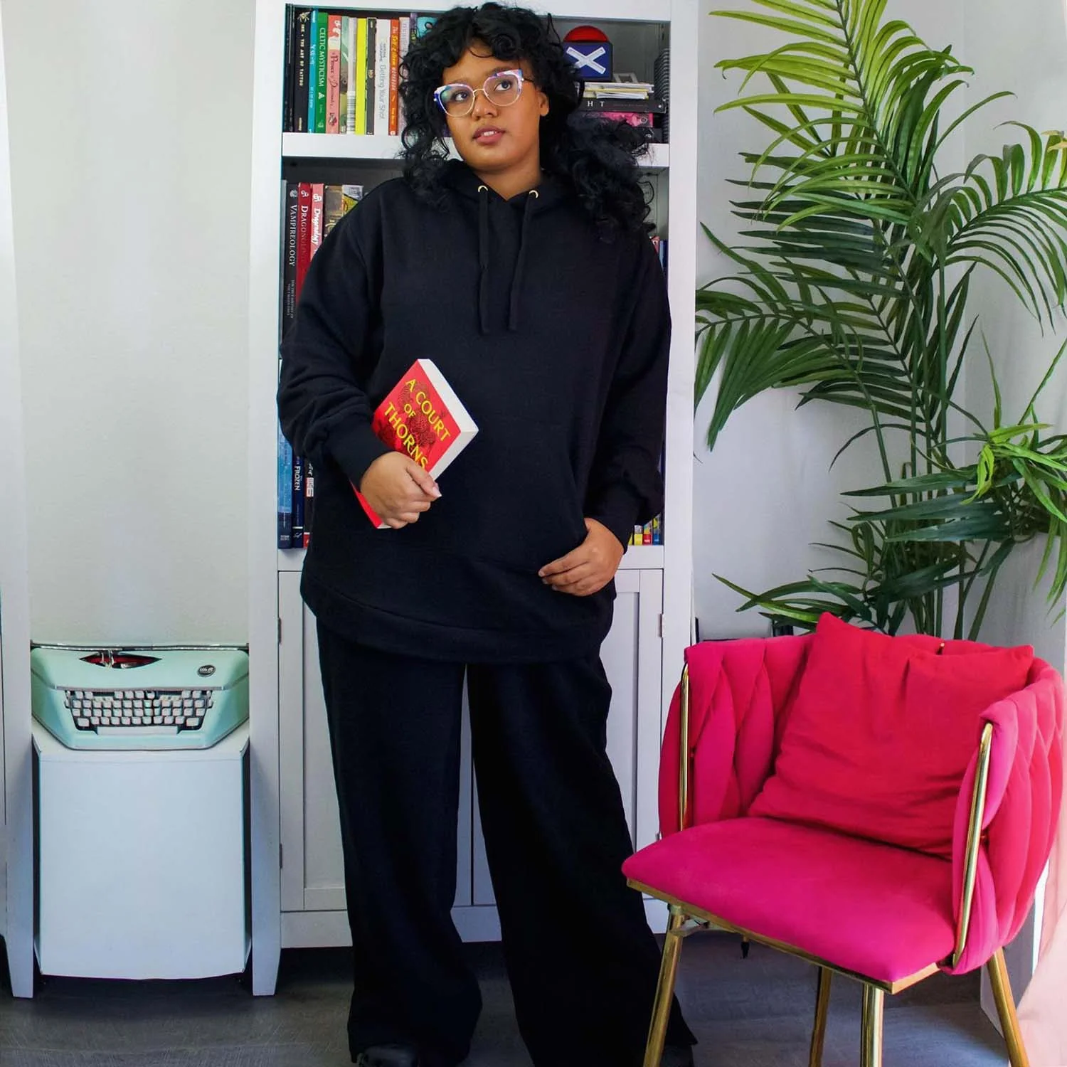 Organic Cotton Wide Leg Joggers - Black - Image 16