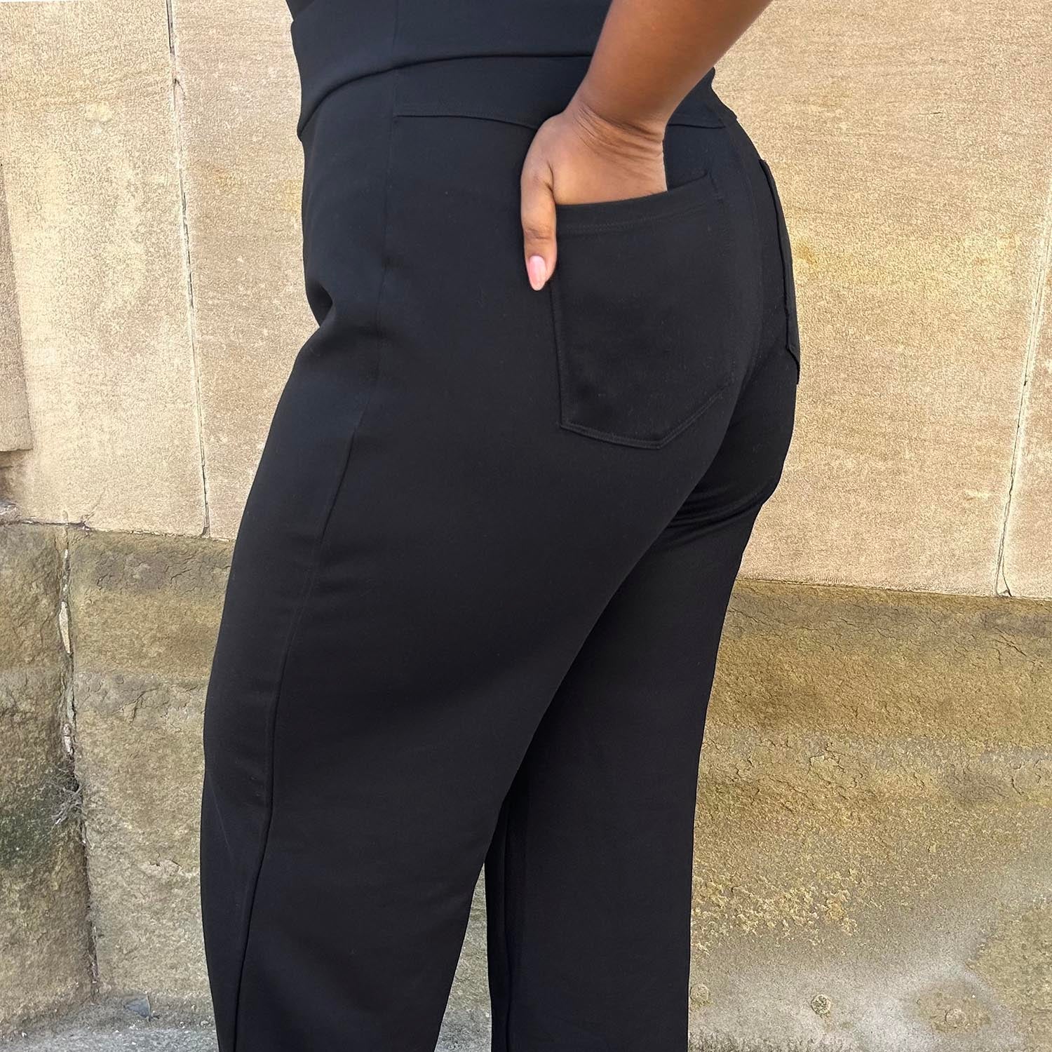 Squat-Proof Wide Leg Leggings - Black - Image 2