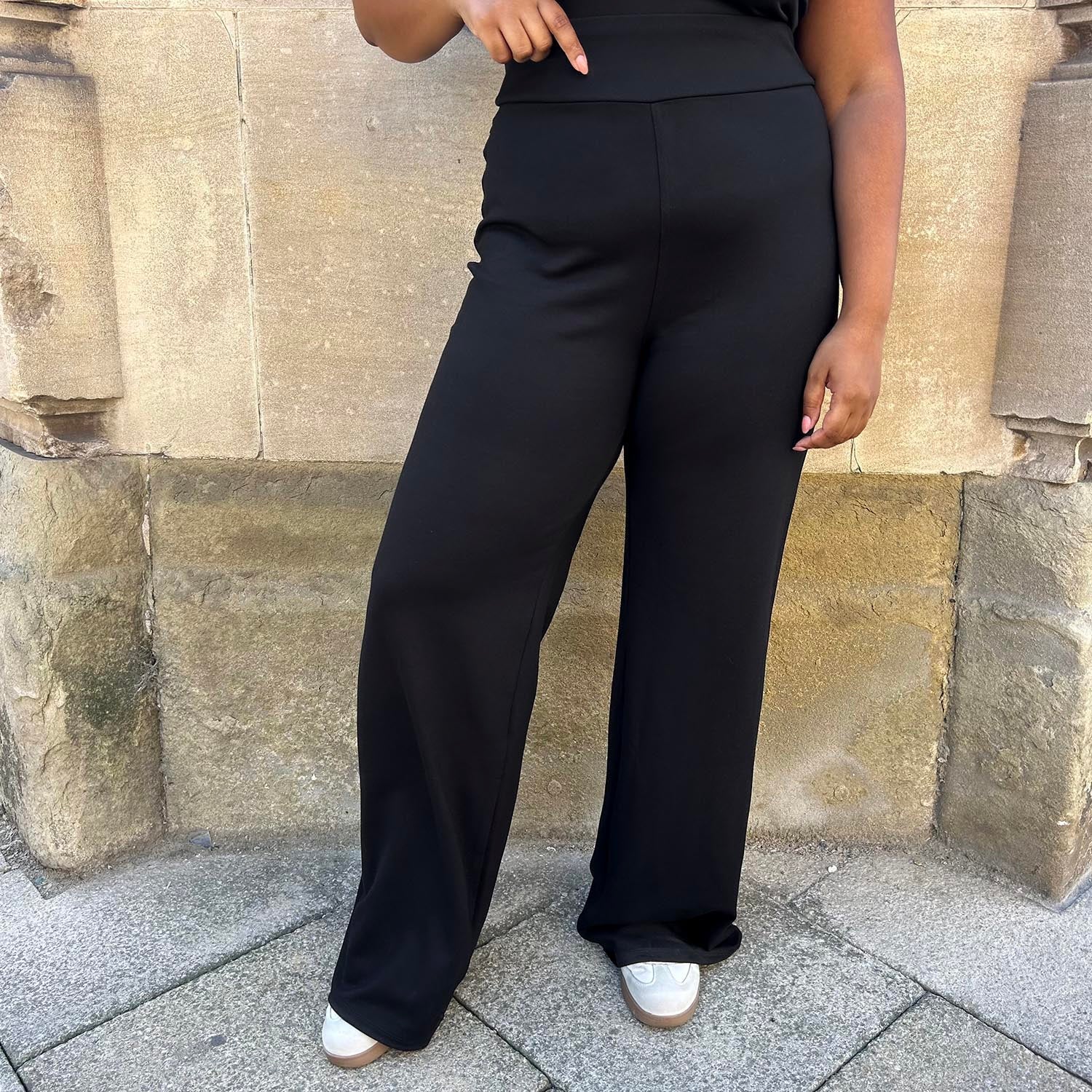 Squat-Proof Wide Leg Leggings - Black - Image 5
