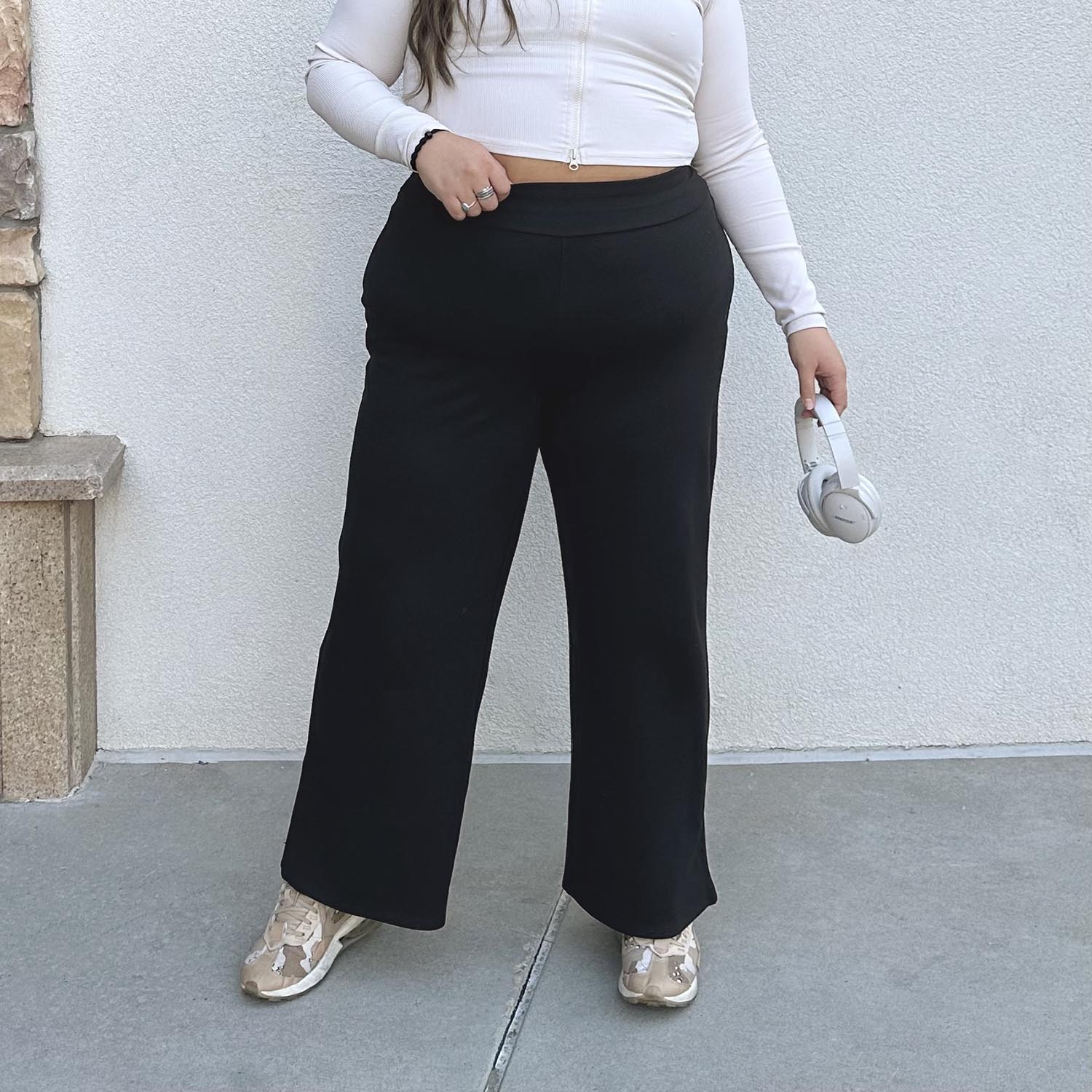 Squat-Proof Wide Leg Leggings - Black - Image 8
