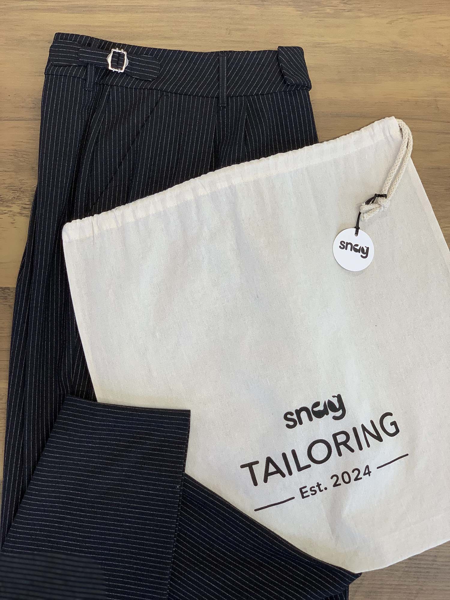 Wide Leg Pinstripe Tailored Trousers - Black - Image 18