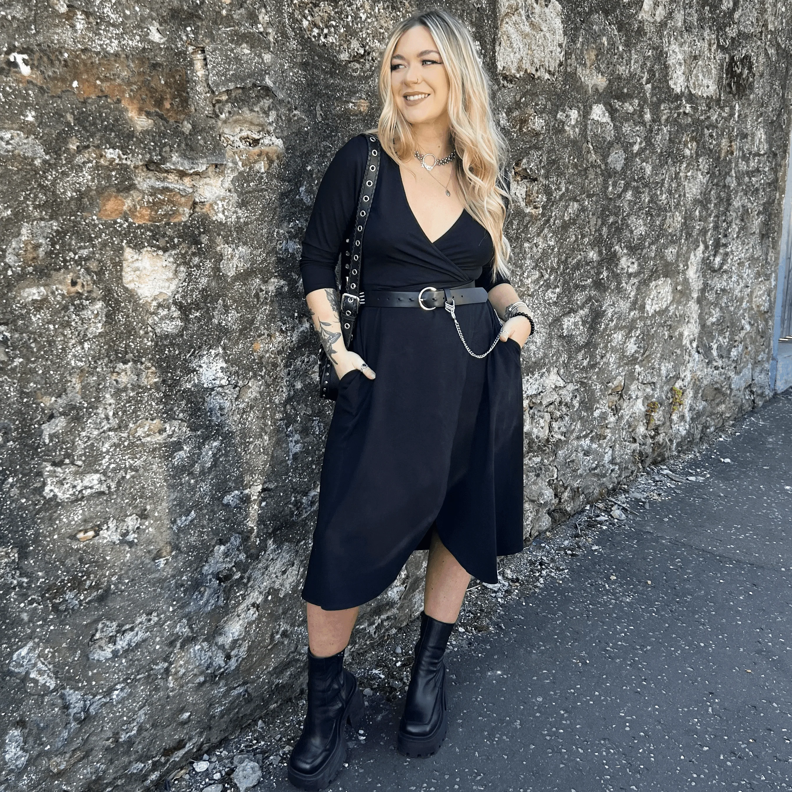 Wrap Dress - Black - Image 12