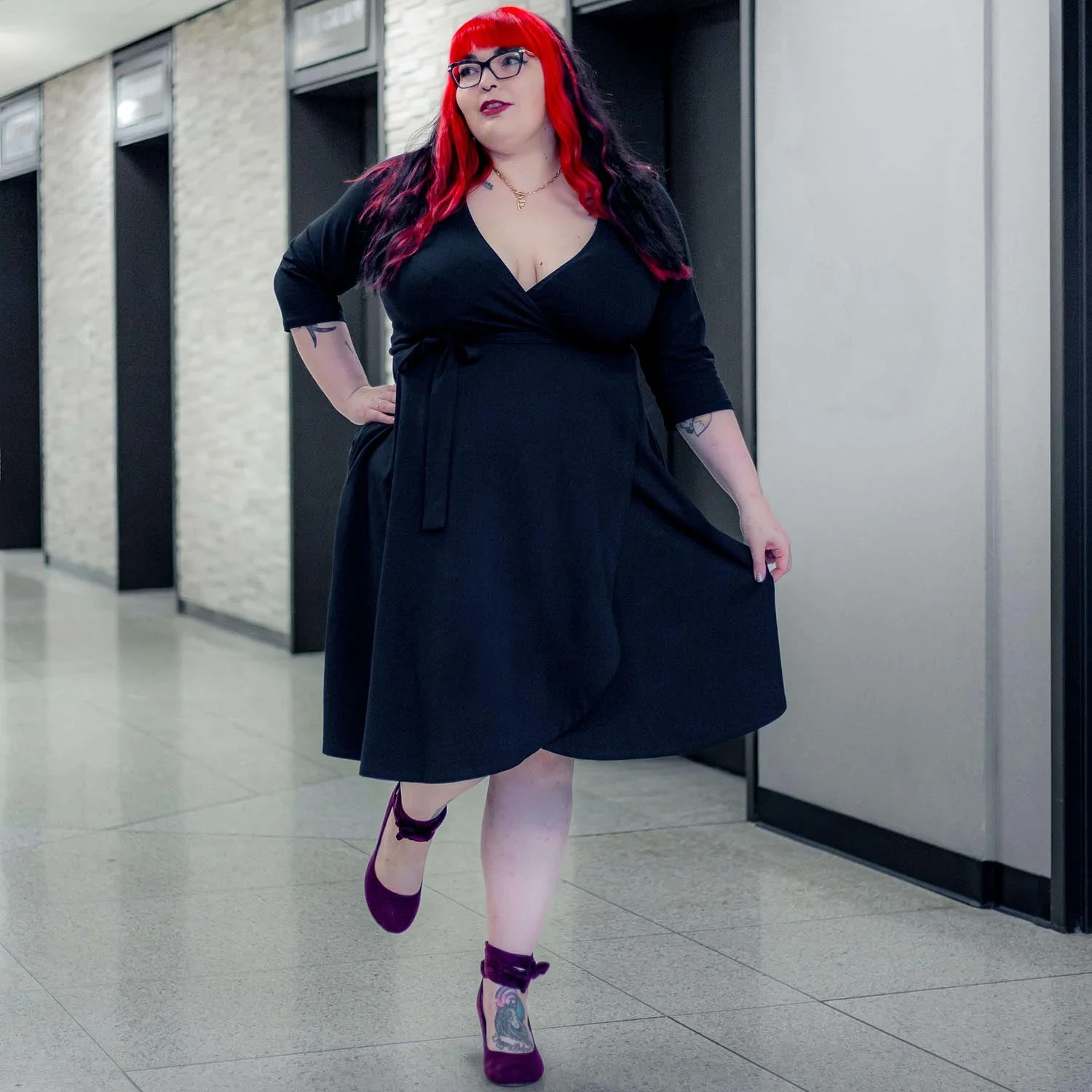 Wrap Dress - Black - Image 16