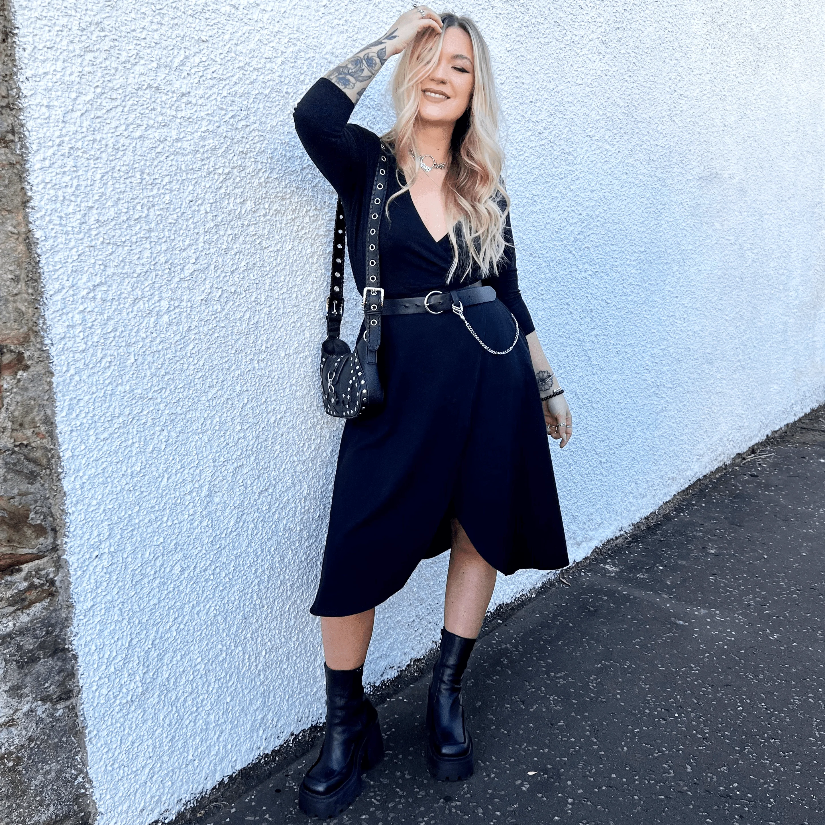 Wrap Dress - Black - Image 6