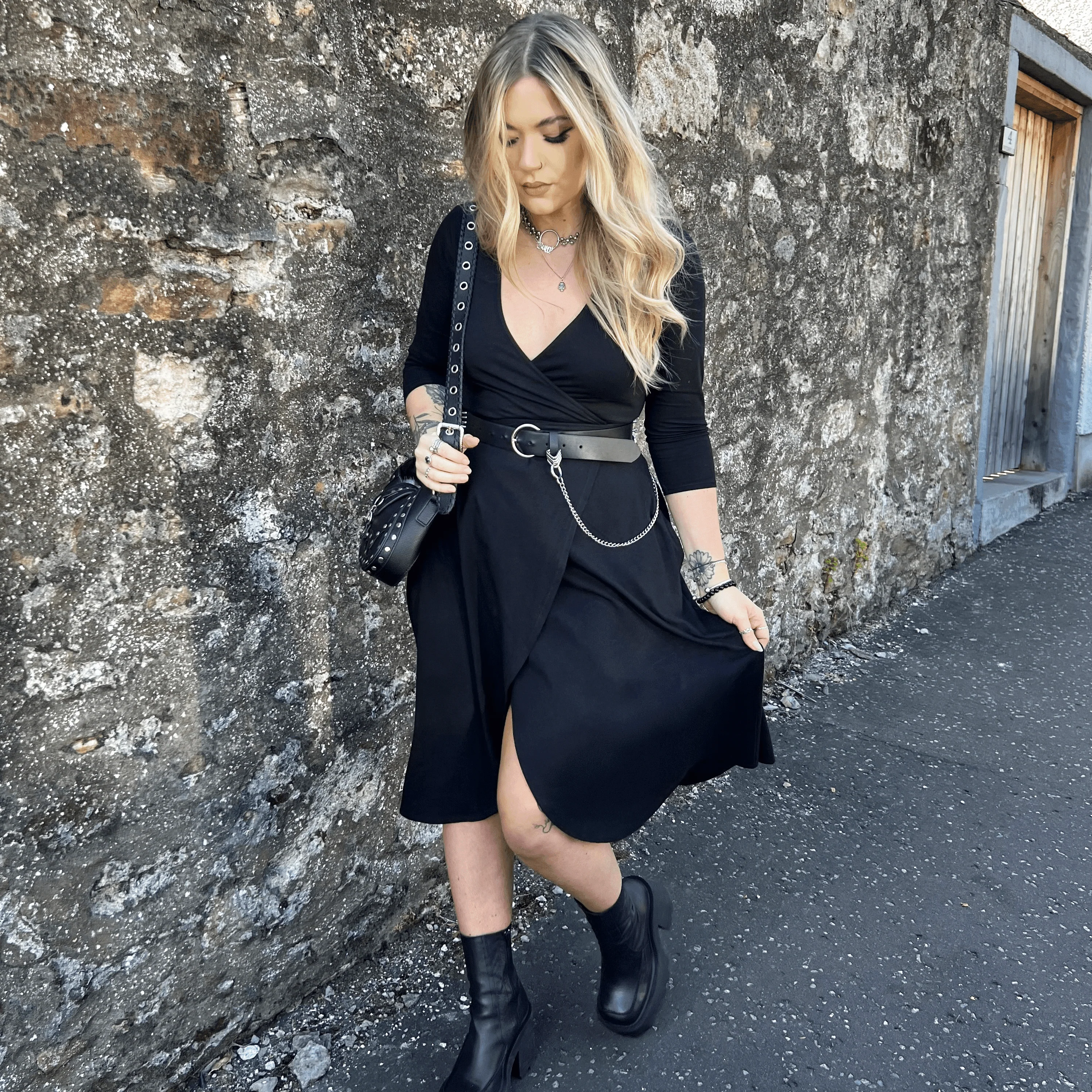 Wrap Dress - Black - Image 9