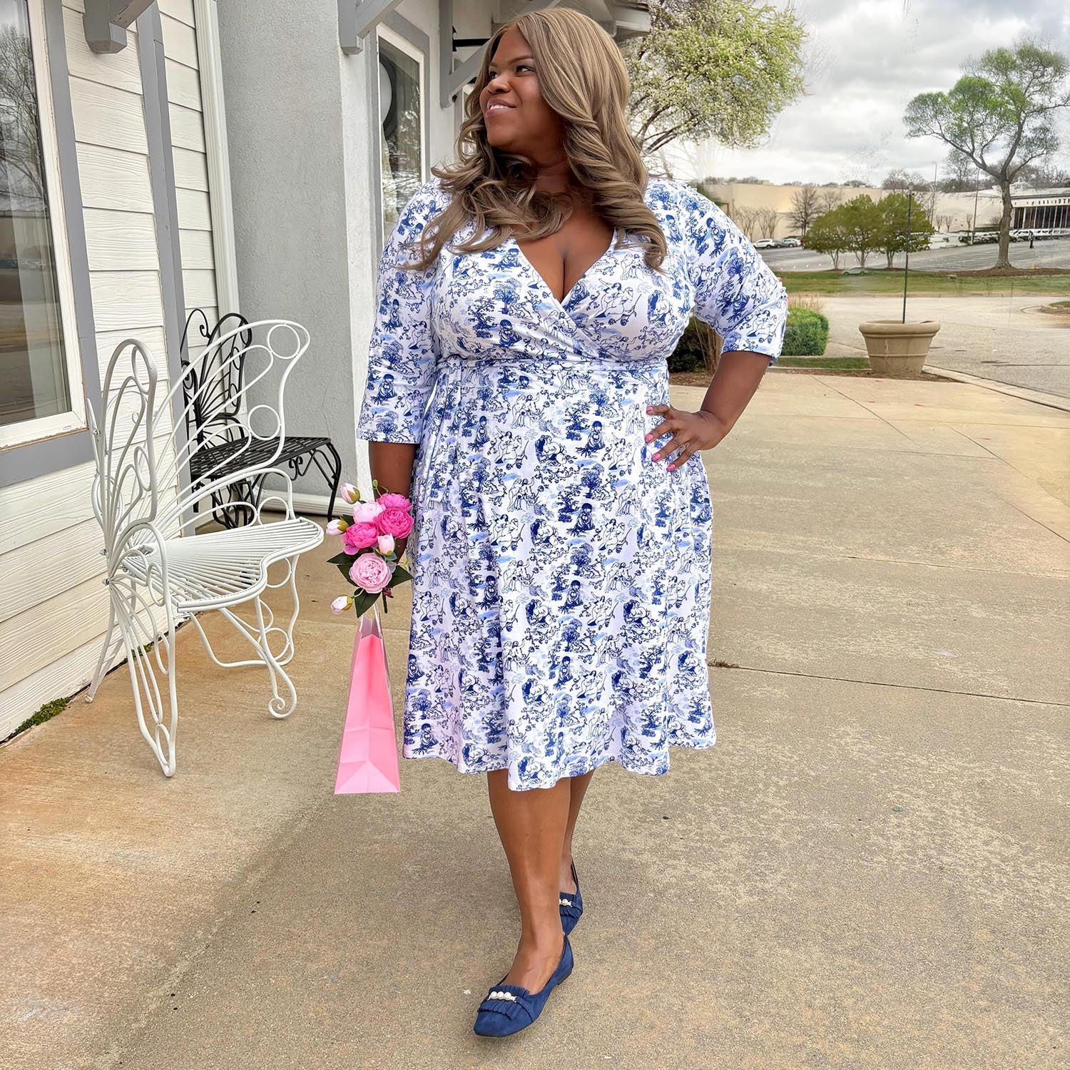 Wrap Dress - Passion au Jardin - L'Amour Bleu - Image 8