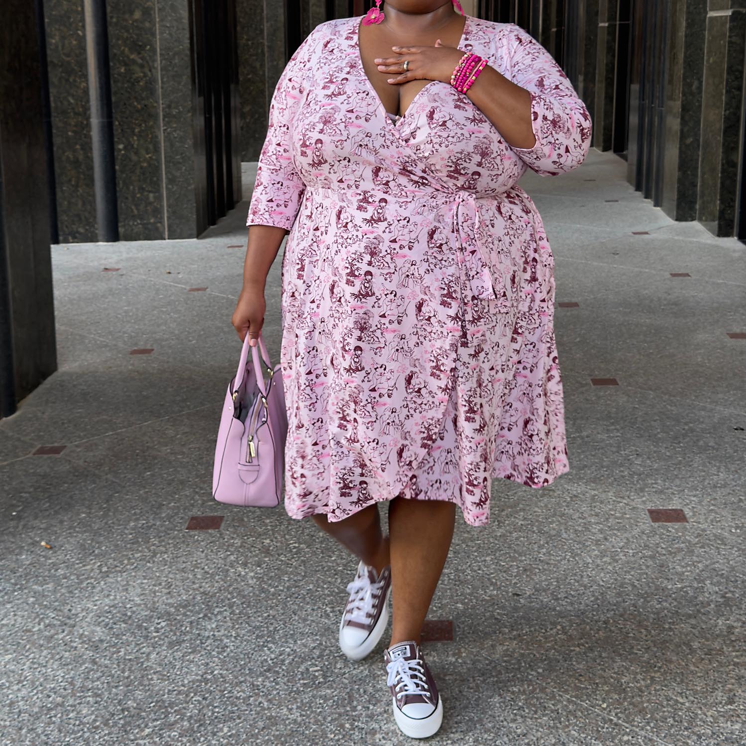 Wrap Dress - Passion au Jardin - L'Amour Rose - Image 10