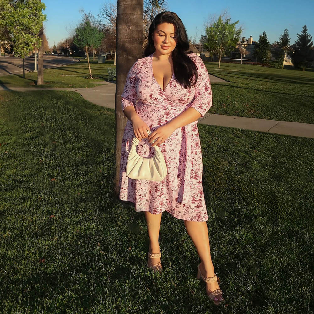 Wrap Dress - Passion au Jardin - L'Amour Rose - Image 12