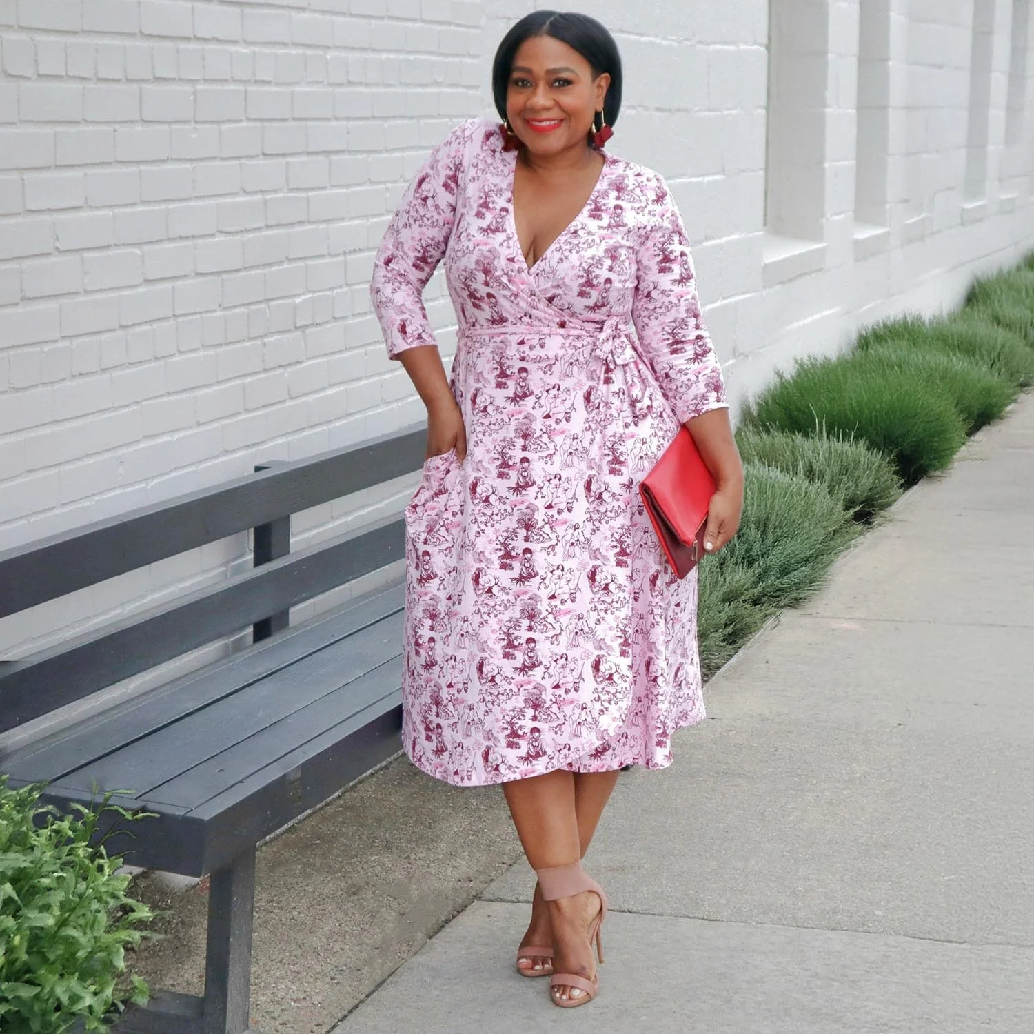 Wrap Dress - Passion au Jardin - L'Amour Rose - Image 13