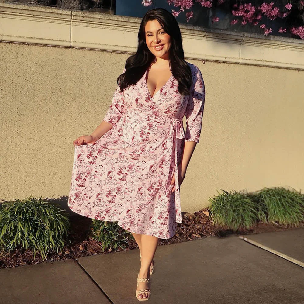 Wrap Dress - Passion au Jardin - L'Amour Rose - Image 16