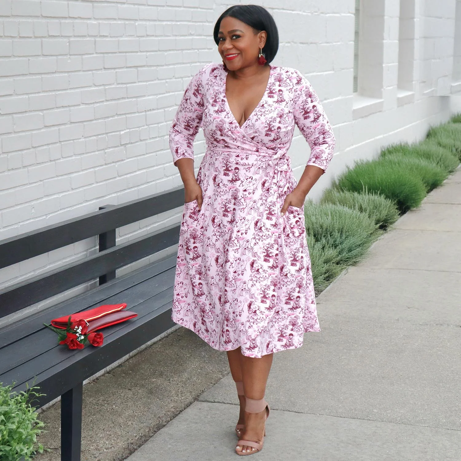 Wrap Dress - Passion au Jardin - L'Amour Rose - Image 17