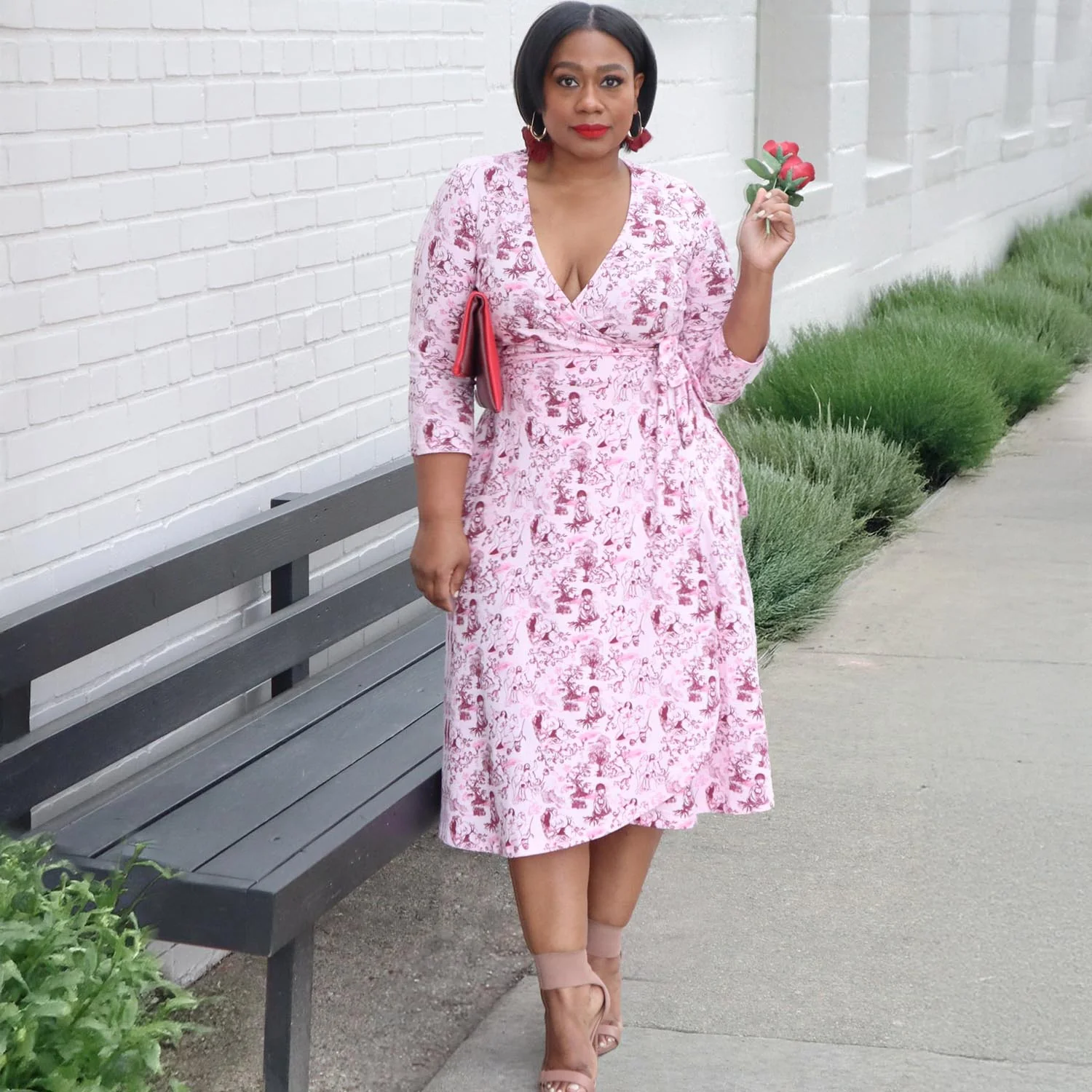 Wrap Dress - Passion au Jardin - L'Amour Rose - Image 9